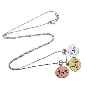 Triple Disc Necklace | Love Faith Hope Charms | Sterling Silver 925 | 16"-18"